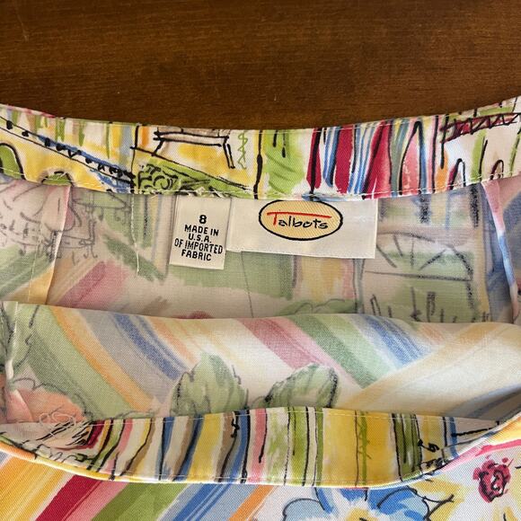 Talbots Colorful Italy France Scene City Floral Print Skirt Womens 8 Tencel Soft - Picture 4 of 11